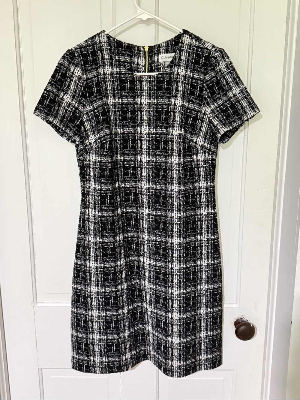 Calvin Klein Black & White Plaid Short Dress